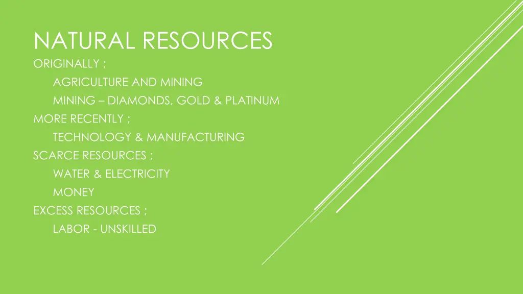natural resources originally agriculture