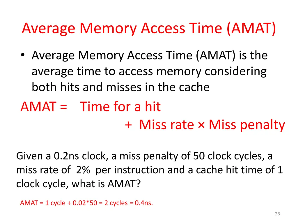 average memory access time amat