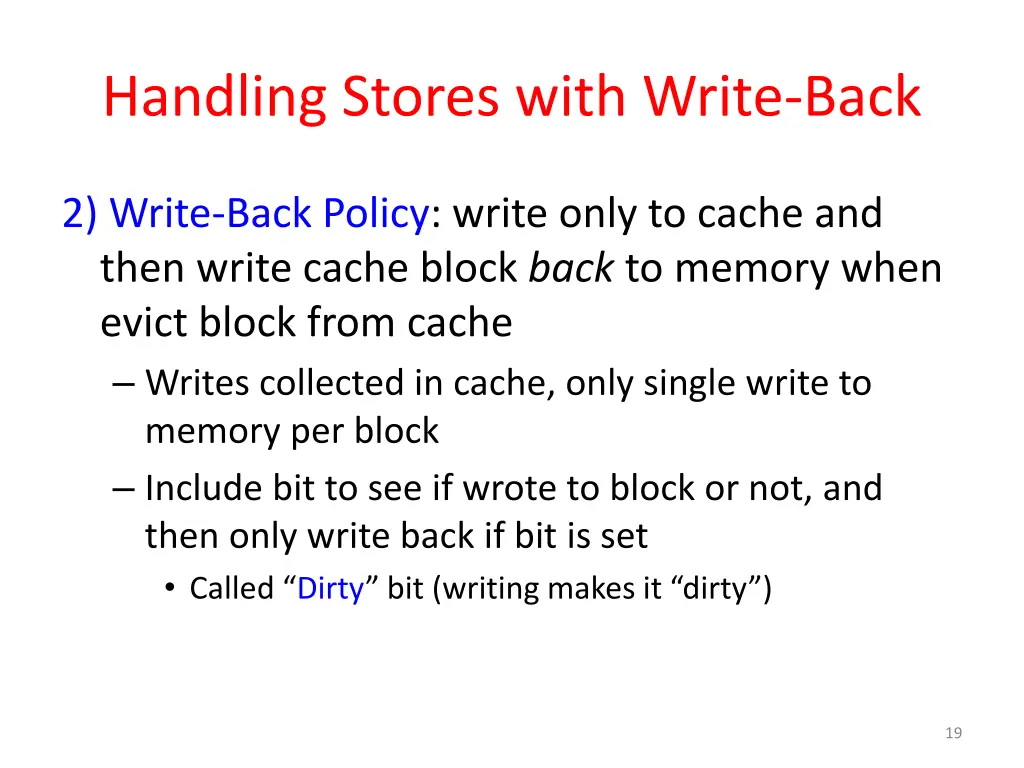 handling stores with write back