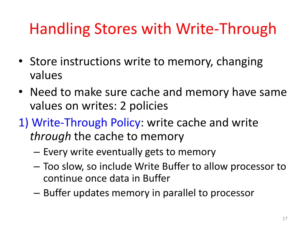 handling stores with write through