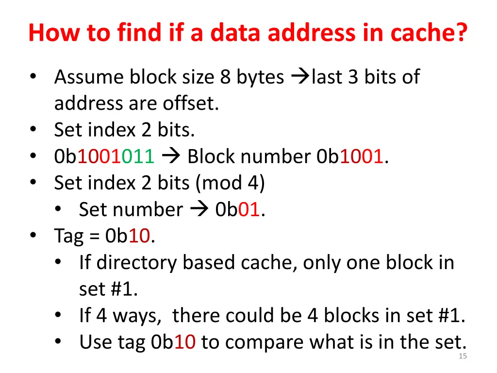 how to find if a data address in cache