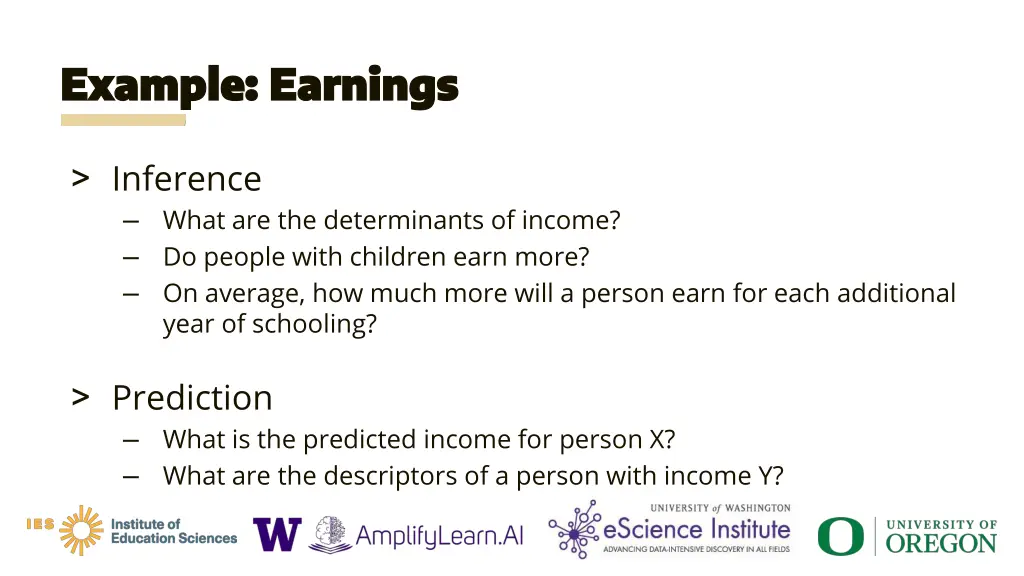 example earnings example earnings 1