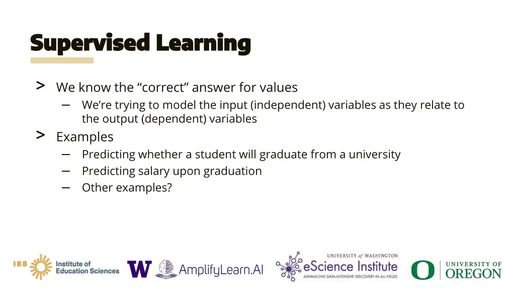 supervised learning supervised learning