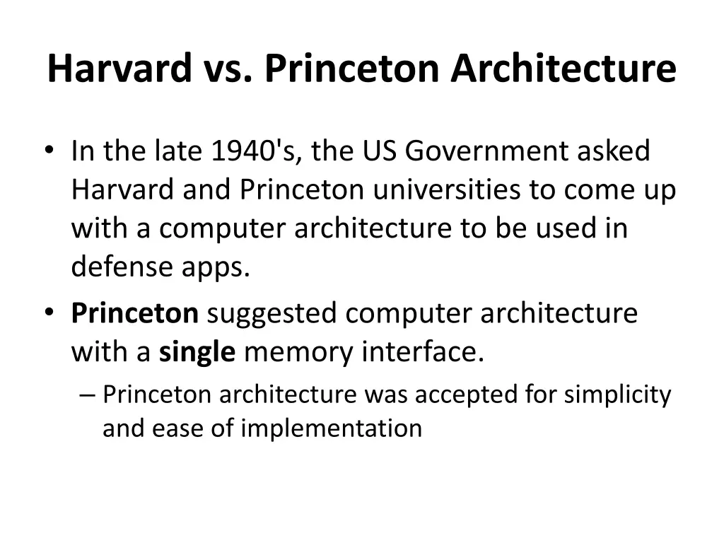 harvard vs princeton architecture