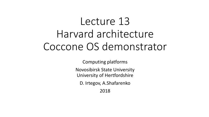lecture 13 harvard architecture coccone