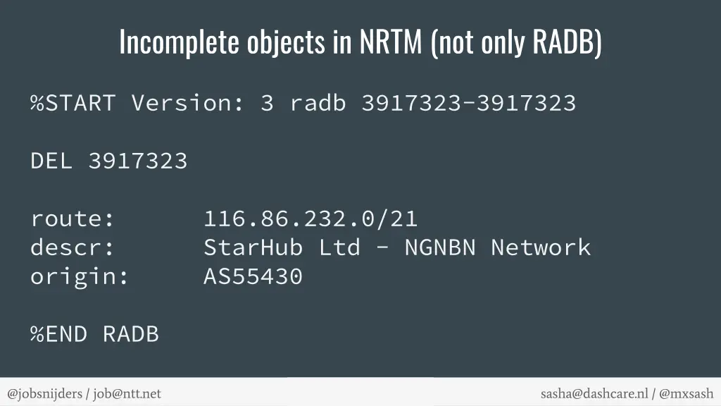 incomplete objects in nrtm not only radb