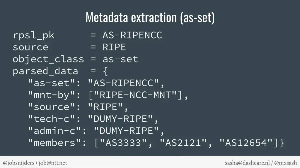 metadata extraction as set