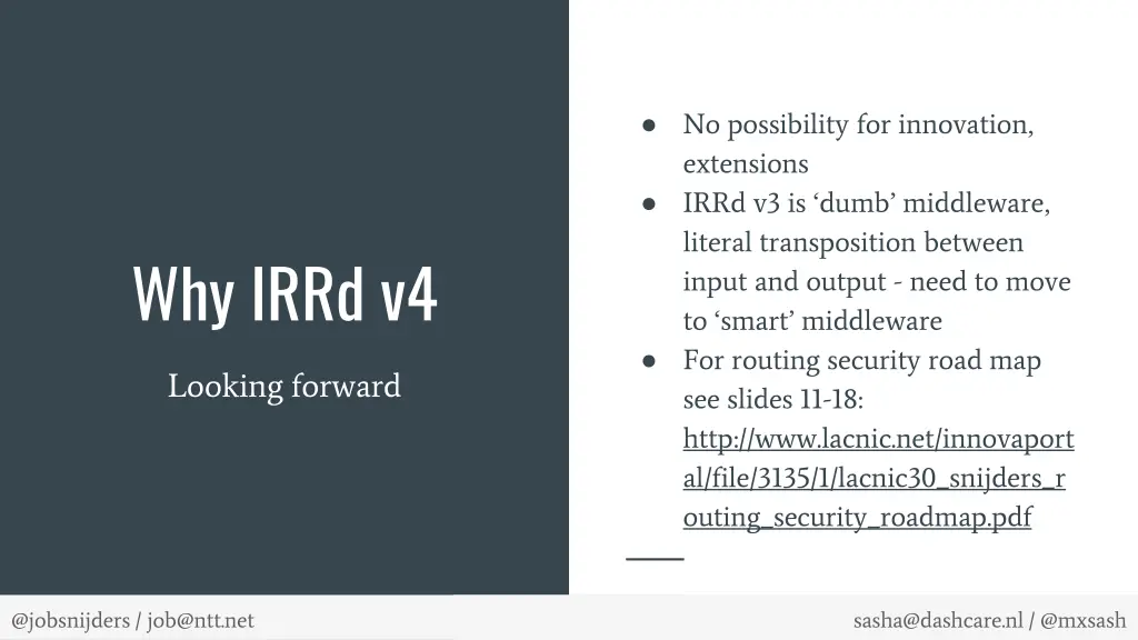 no possibility for innovation extensions irrd