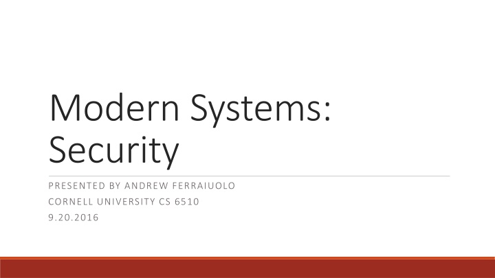 modern systems security