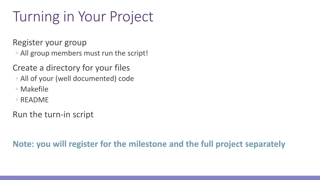 turning in your project