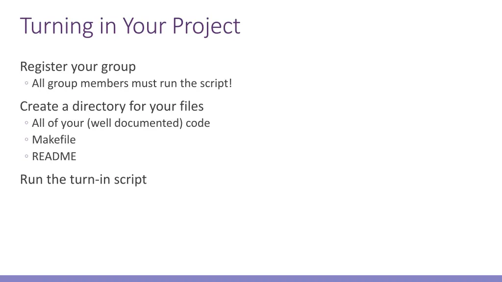 turning in your project
