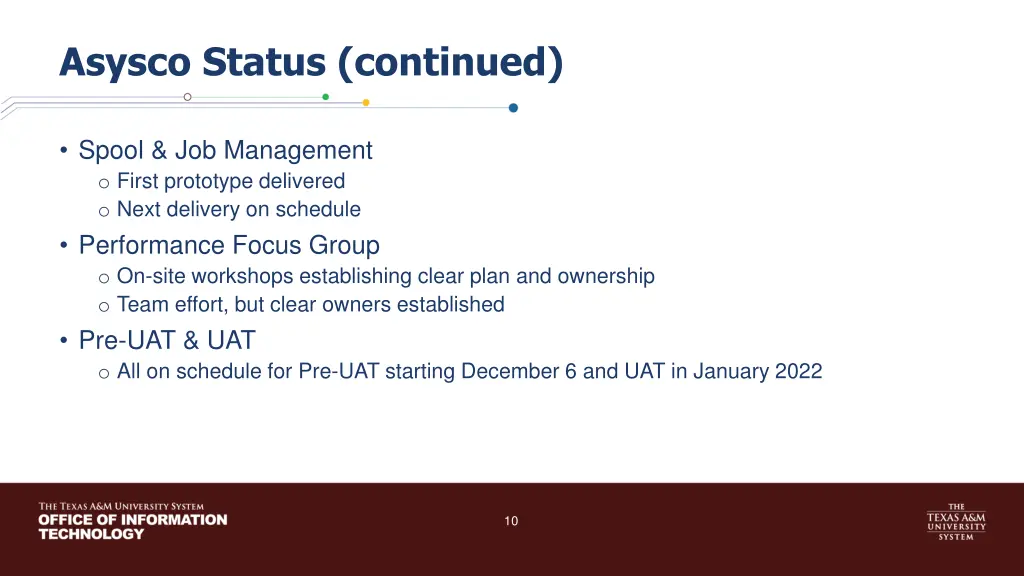 asysco status continued