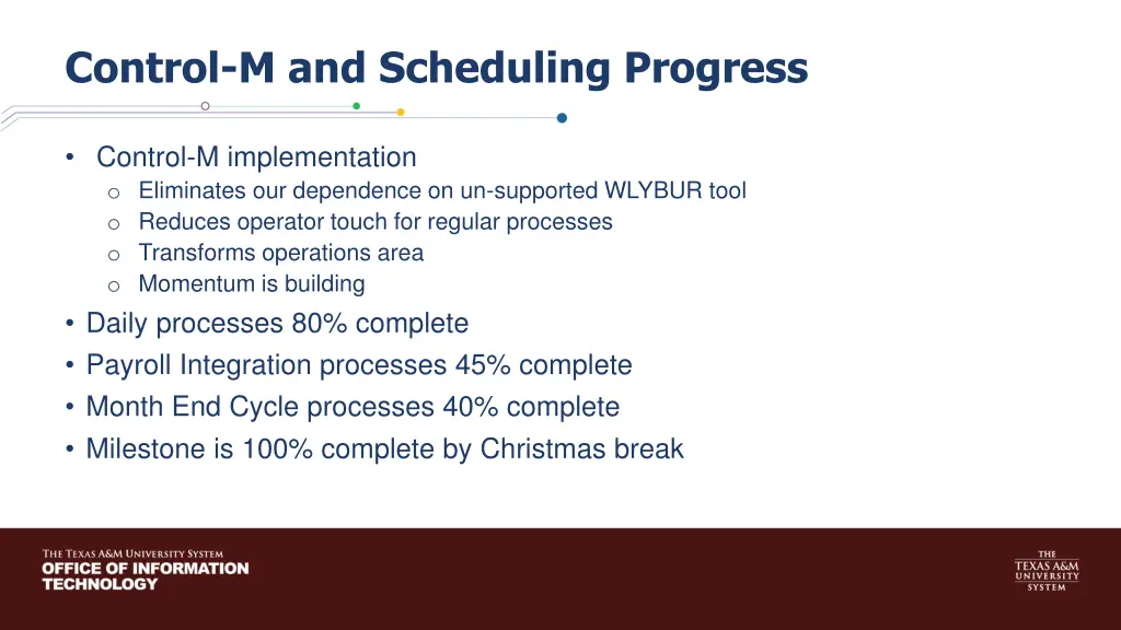 control m and scheduling progress