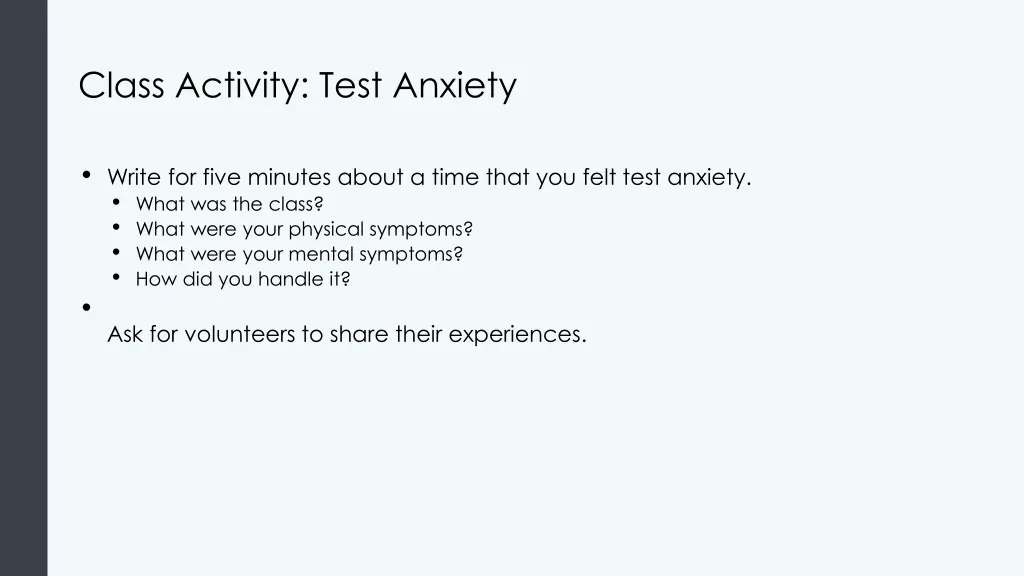 class activity test anxiety