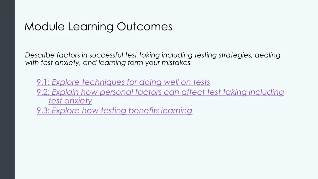 module learning outcomes