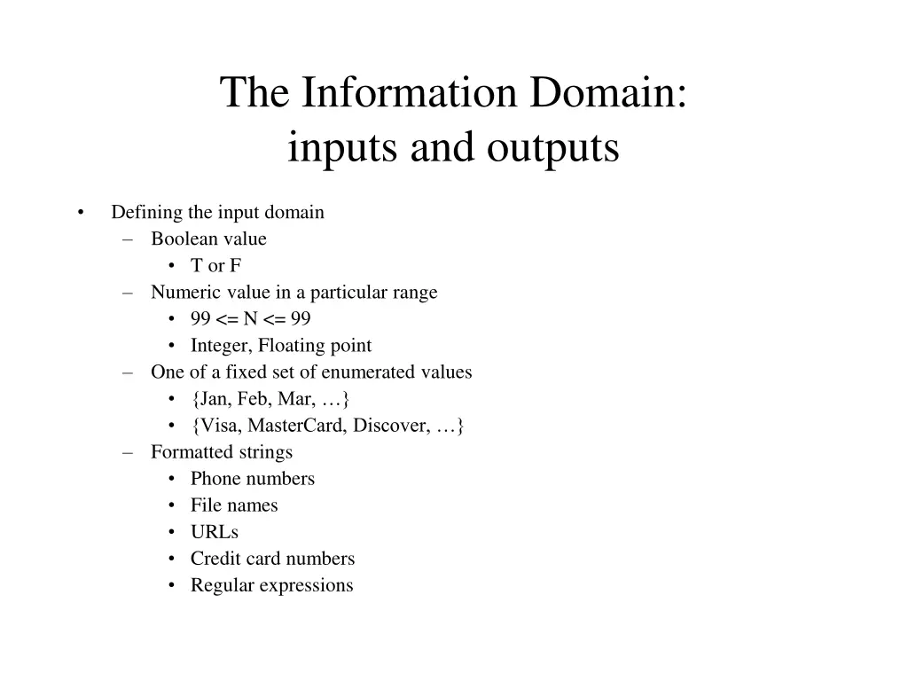 the information domain inputs and outputs 1