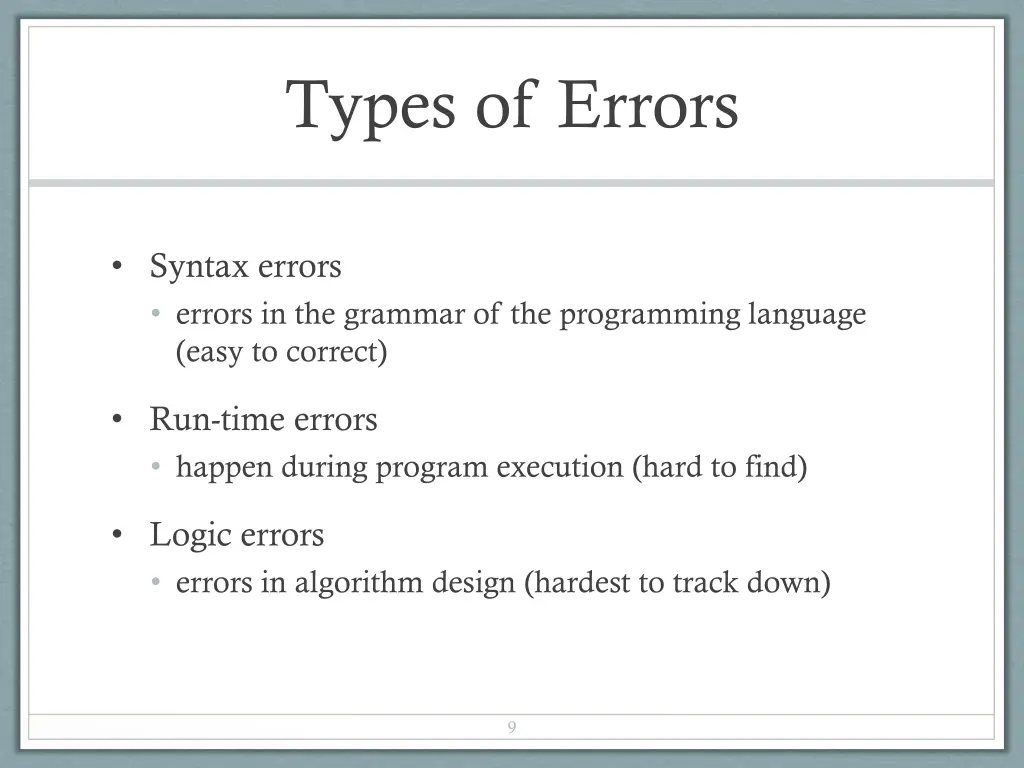 types of errors
