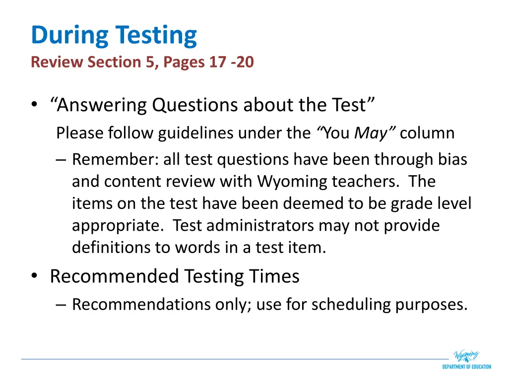 during testing review section 5 pages 17 20