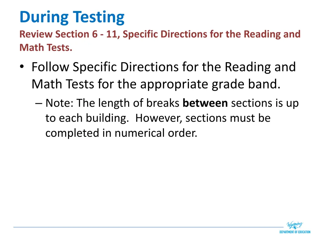 during testing review section 6 11 specific
