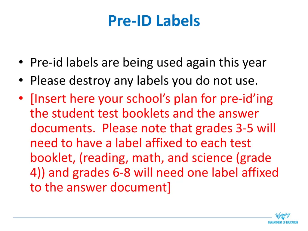 pre id labels