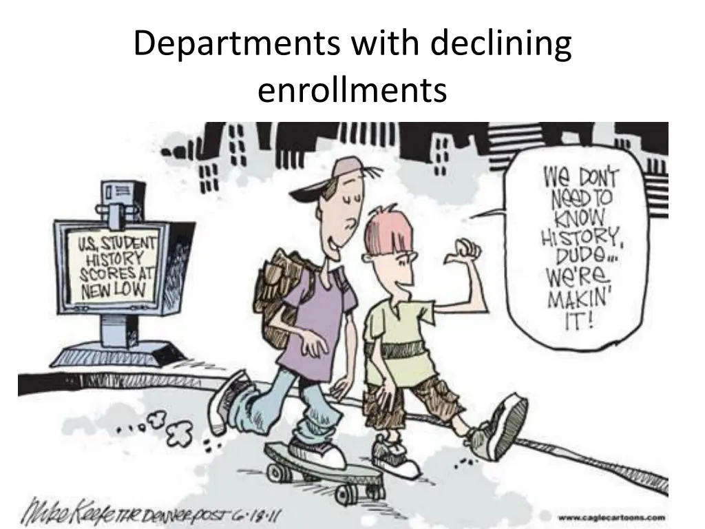 departments with declining enrollments