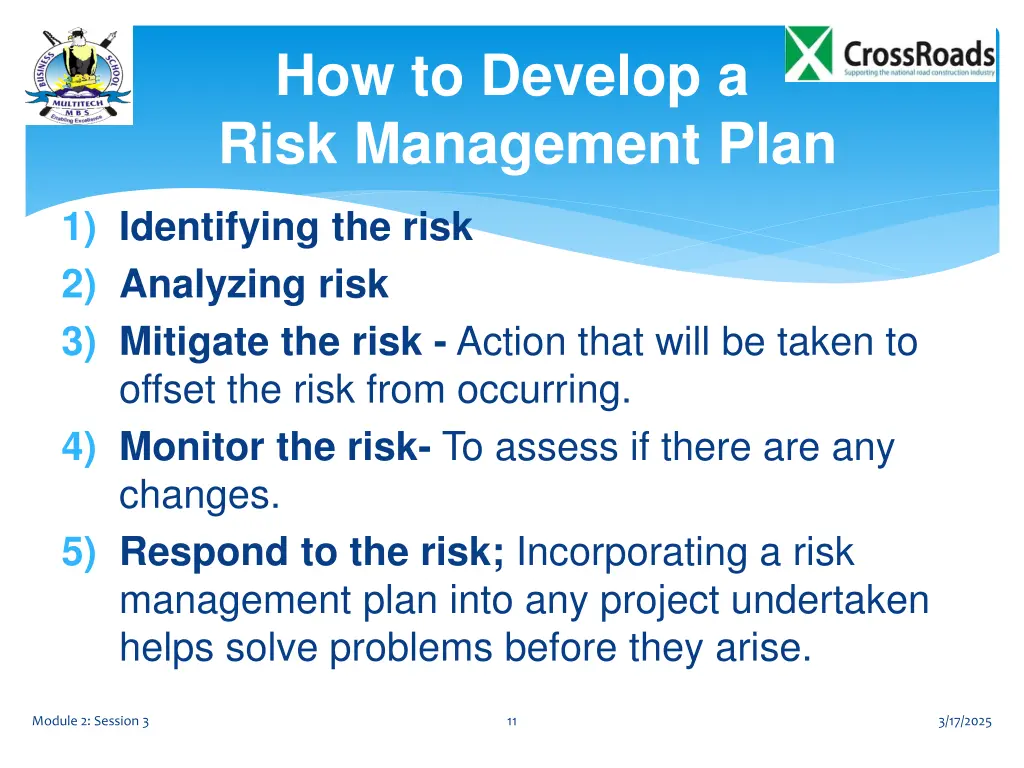 how to develop a risk management plan
