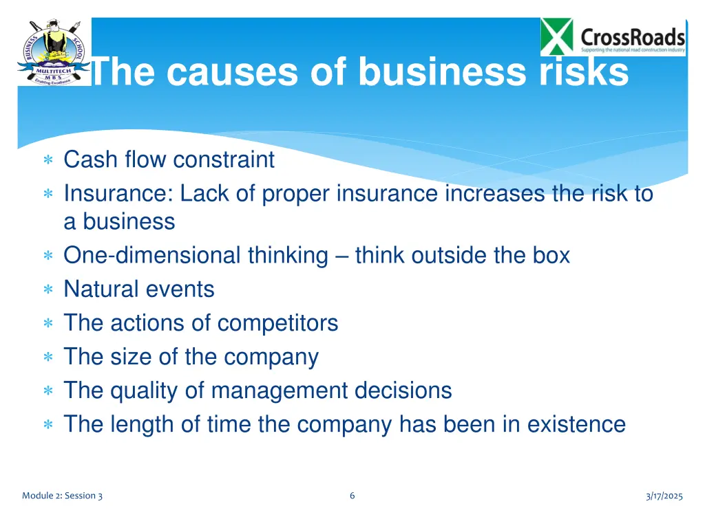 the causes of business risks