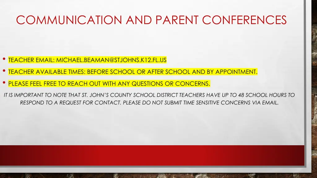 communication and parent conferences