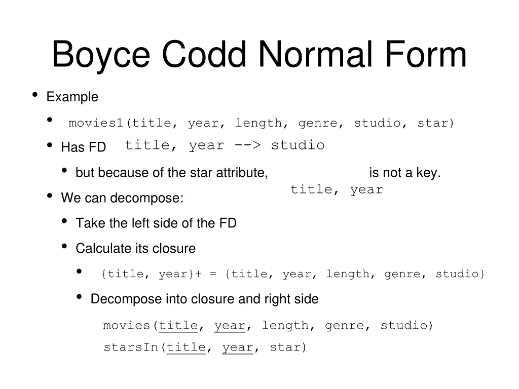 boyce codd normal form example has fd but because