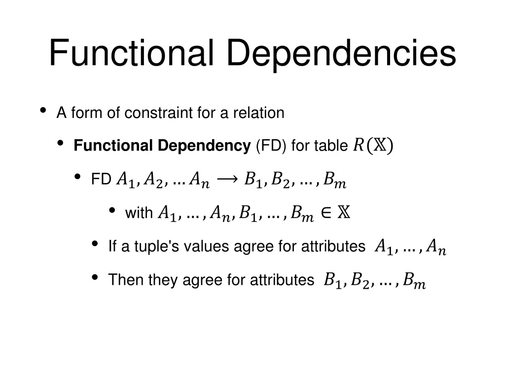 functional dependencies