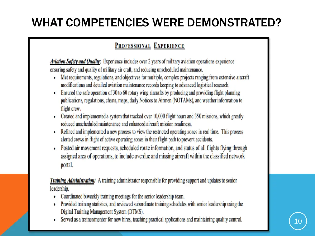 what competencies were demonstrated