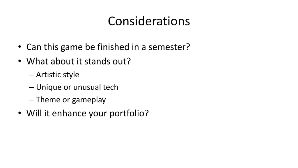 considerations