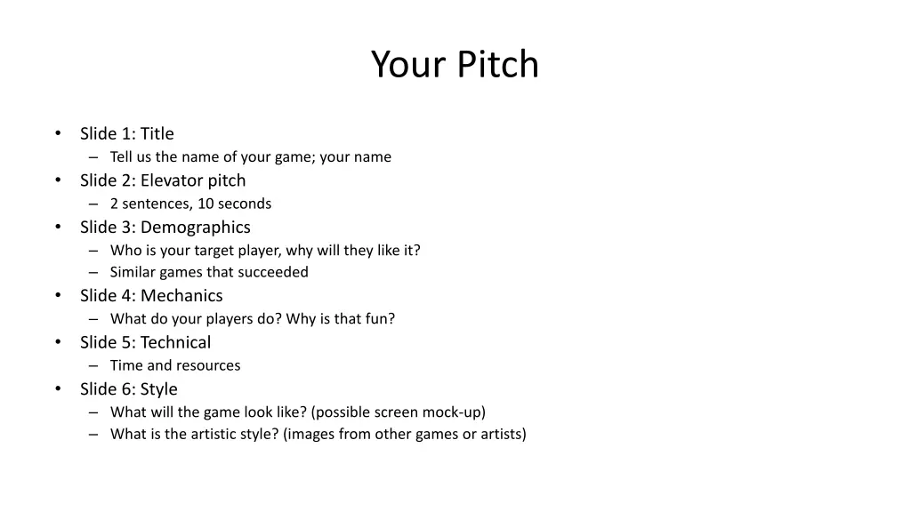 your pitch