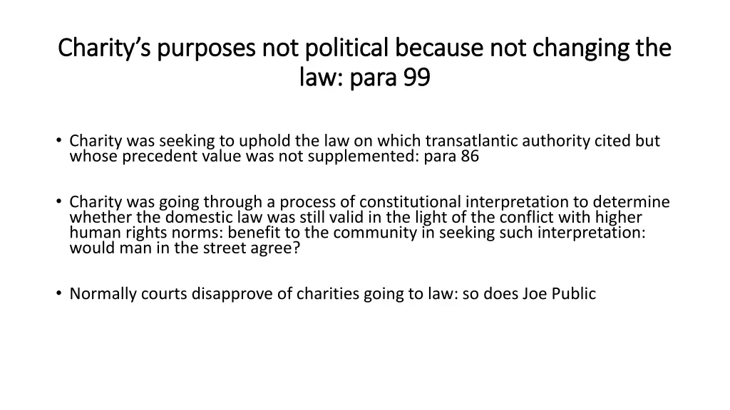 charity s purposes not political because
