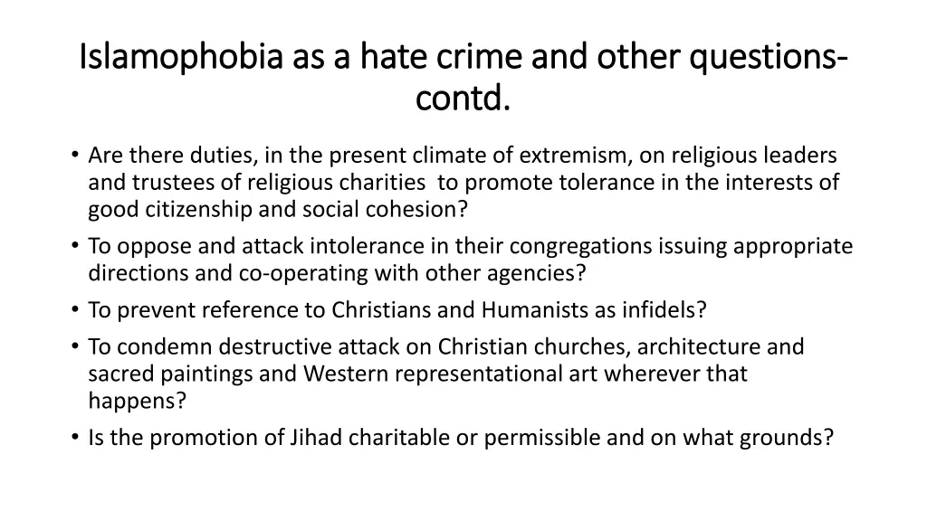 islamophobia as a hate crime and other questions 1