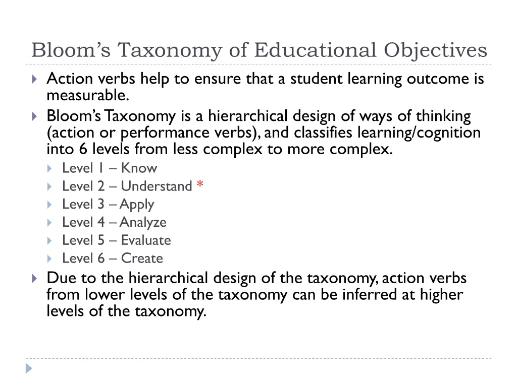bloom s taxonomy of educational objectives action