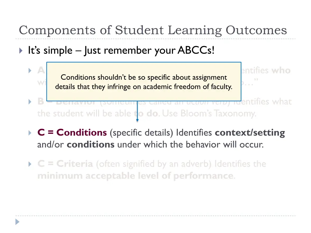 components of student learning outcomes 1