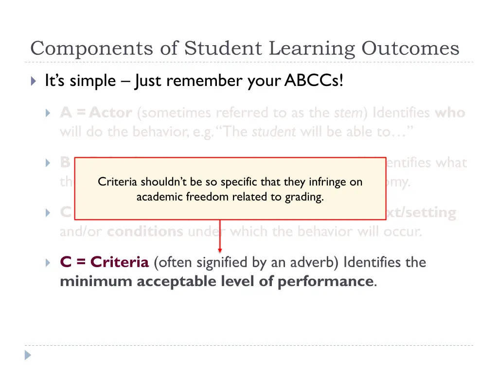 components of student learning outcomes 2