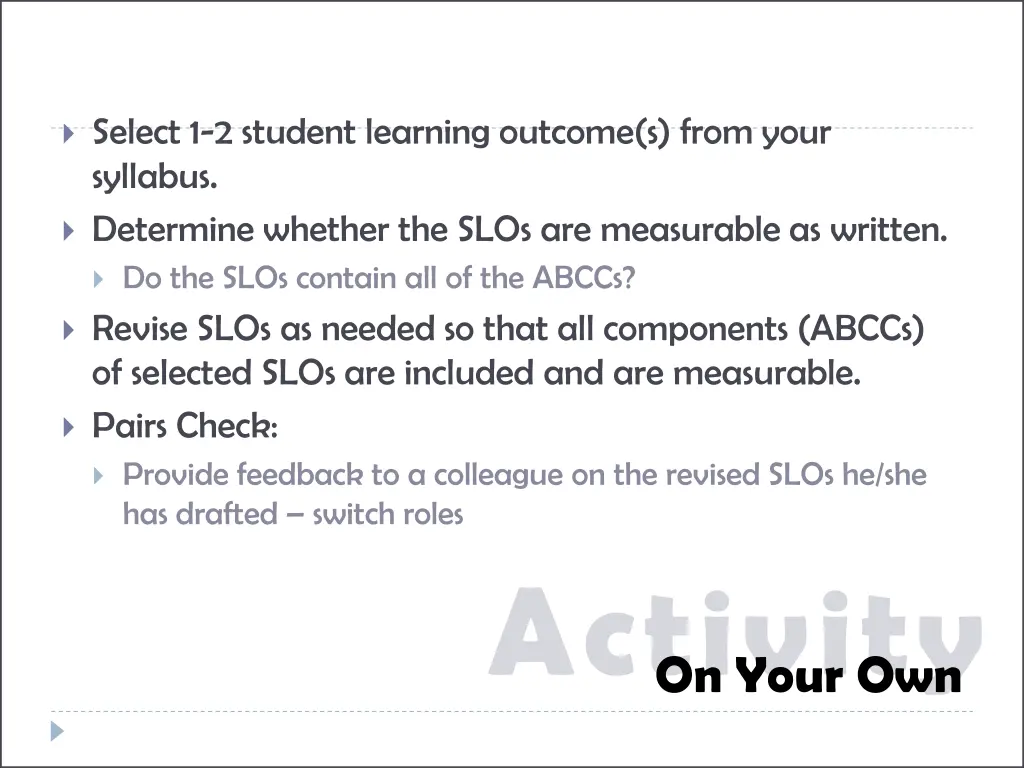 select 1 2 student learning outcome s from your