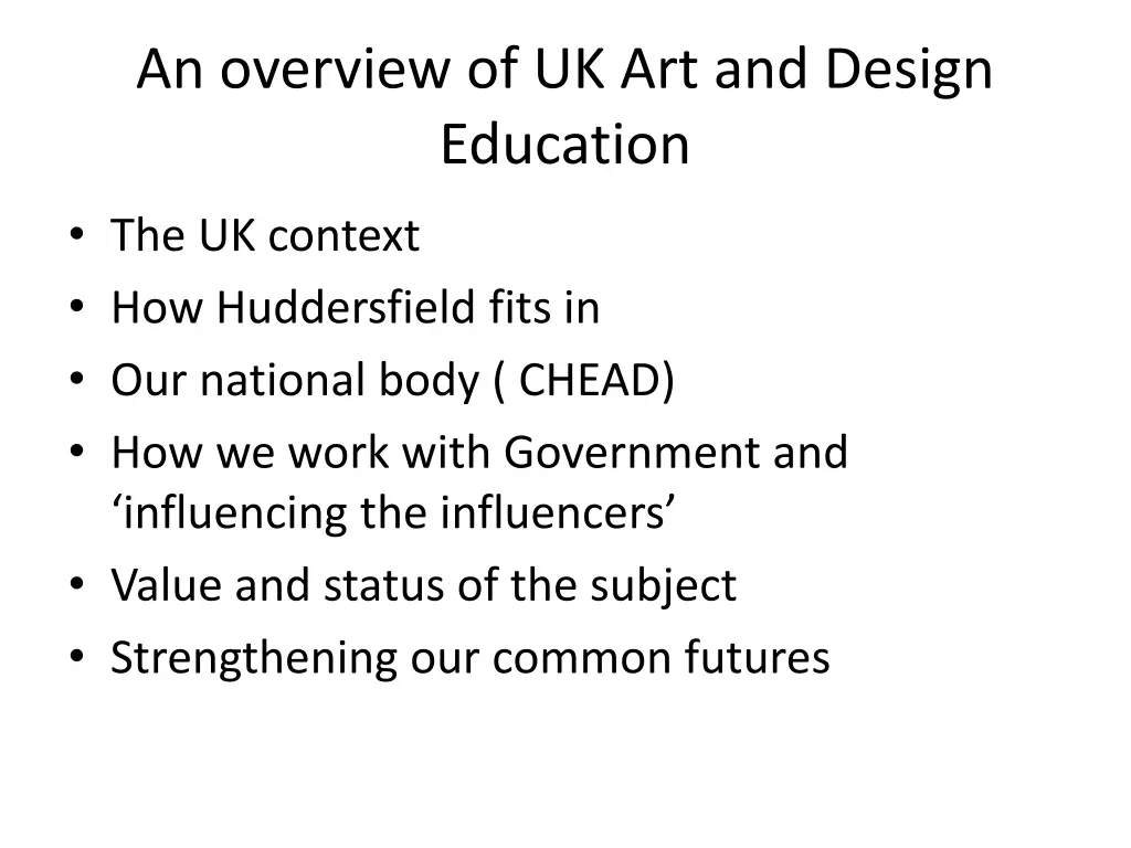 an overview of uk art and design education