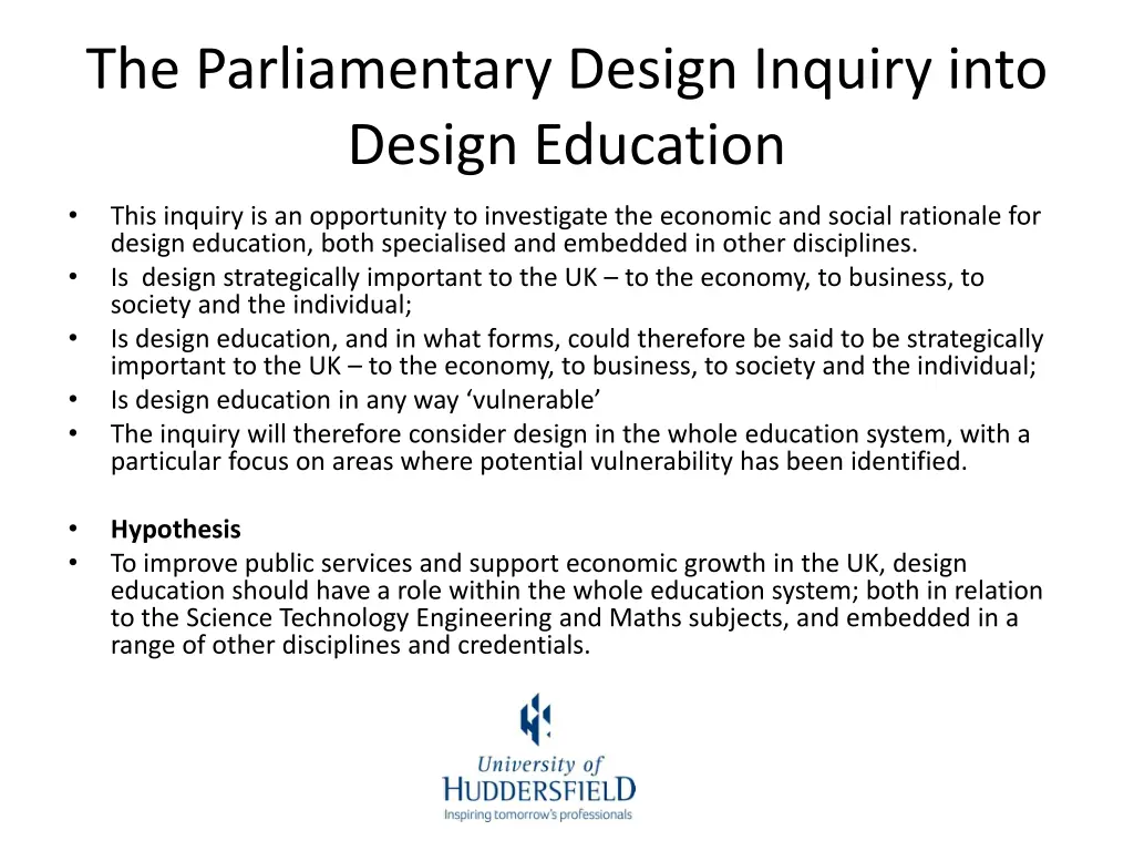 the parliamentary design inquiry into design