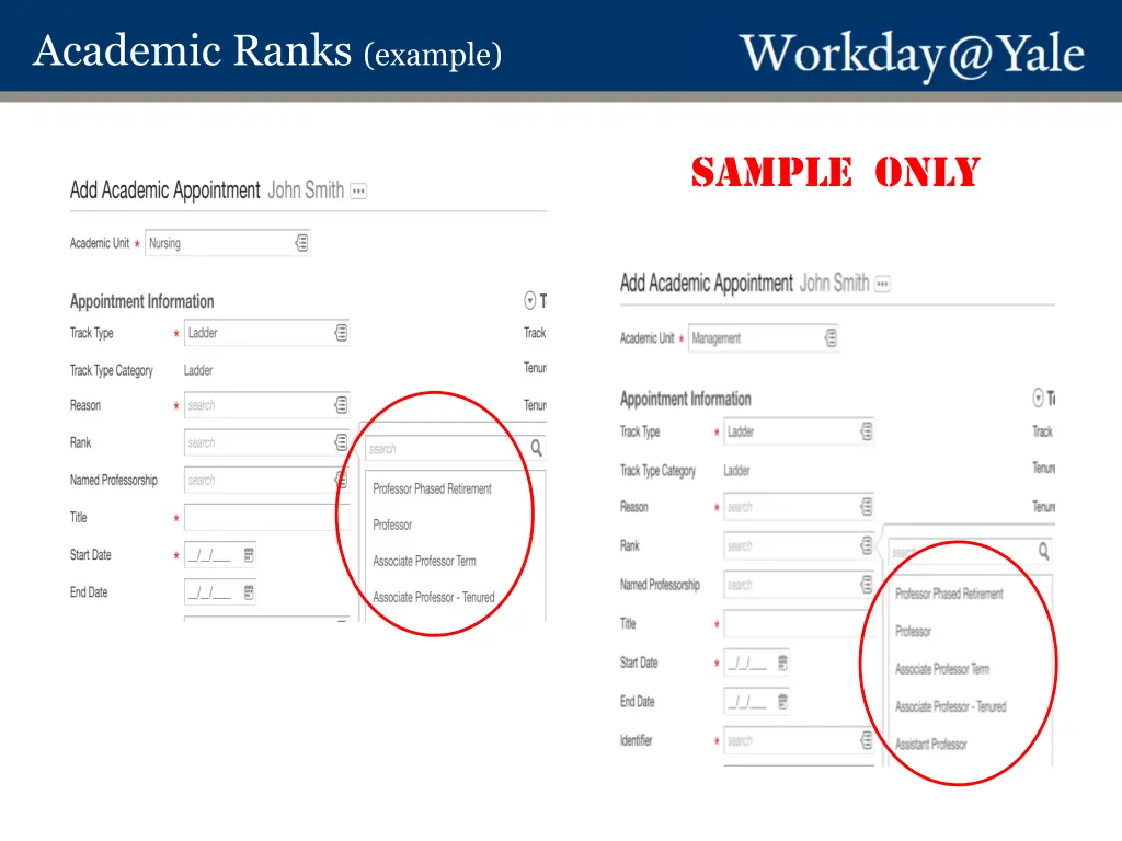 academic ranks example