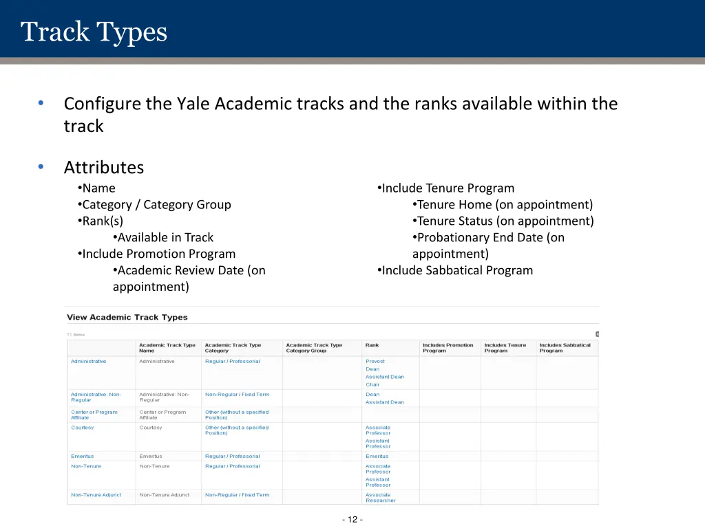 track types