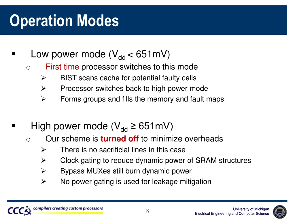operation modes