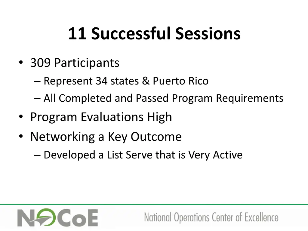 11 successful sessions