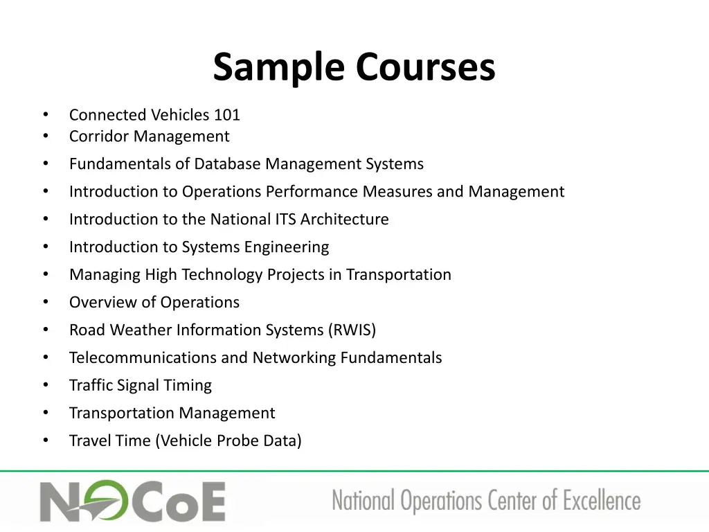 sample courses