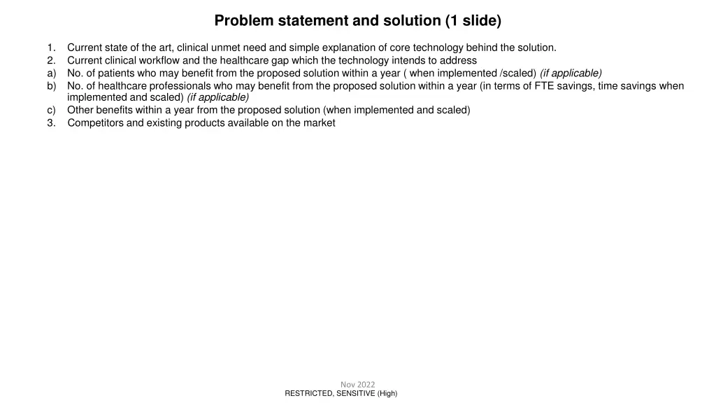 problem statement and solution 1 slide