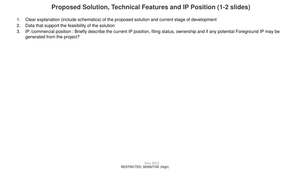 proposed solution technical features