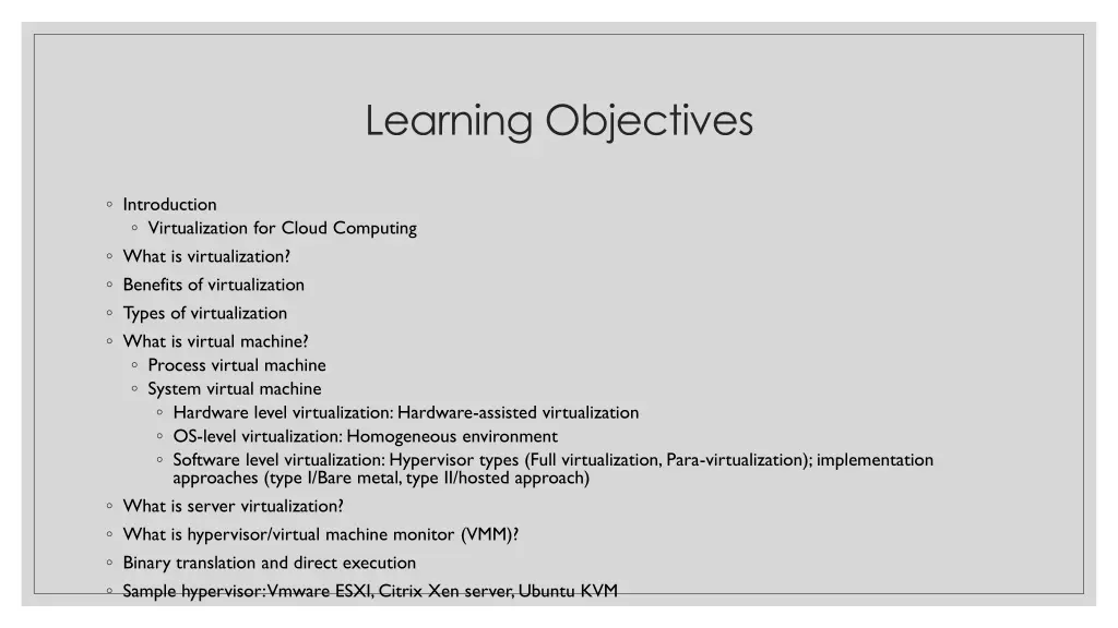 learning objectives