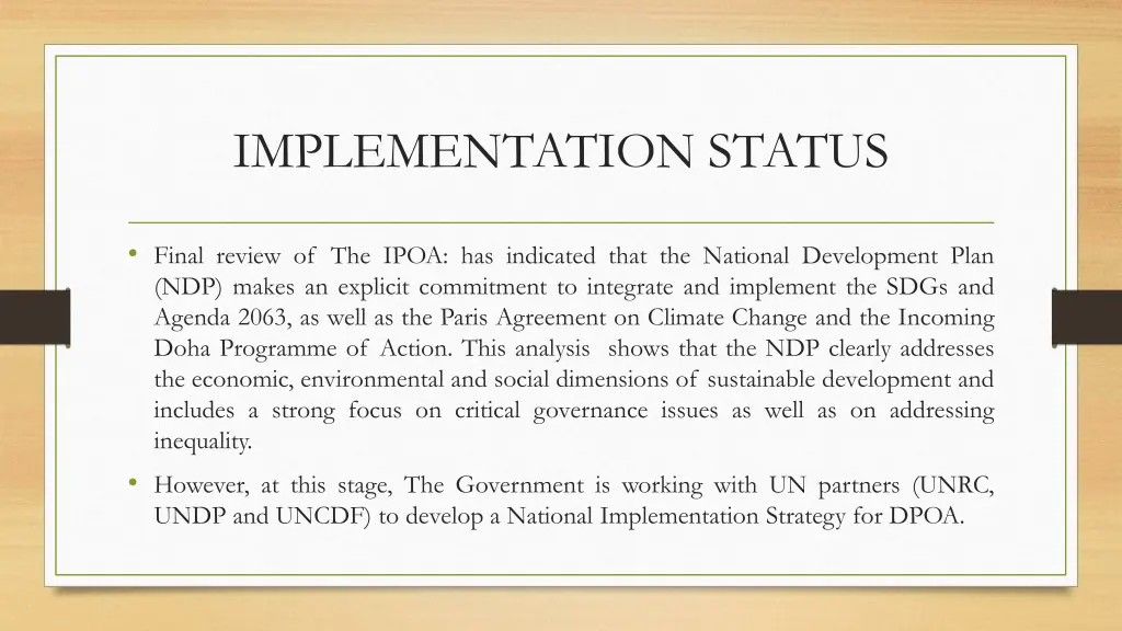 implementation status